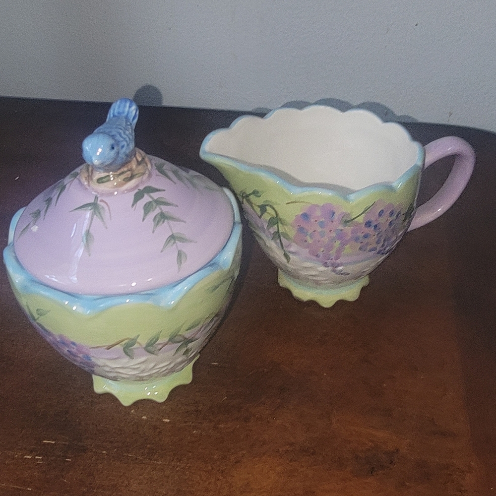 Wisteria Ivory Purple Lavender Green Teapot 🫖Wisteria Garden Sugar and Creamer - Picture 15 of 16